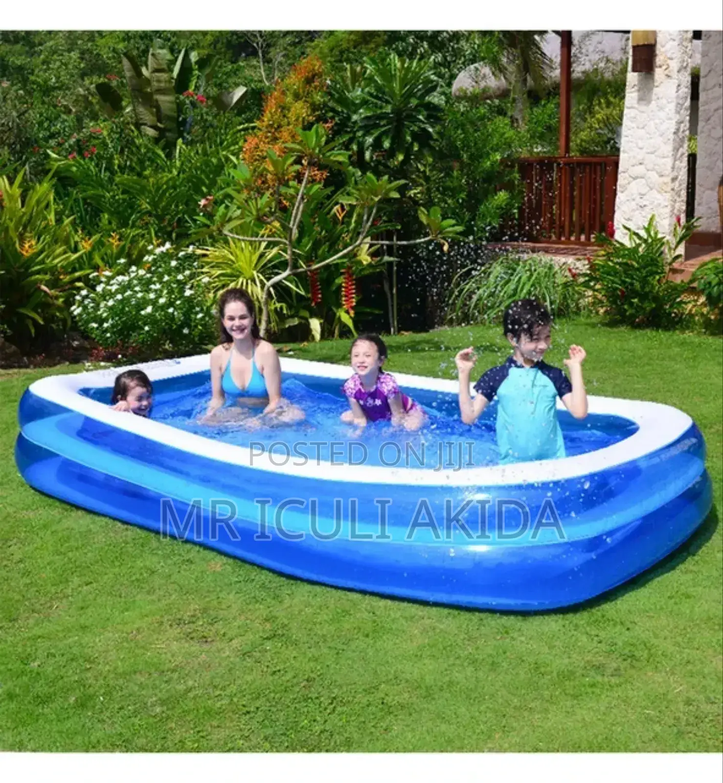 2.6x1.7mtrs Intex 3ring Inflatable Family Swimming Pool