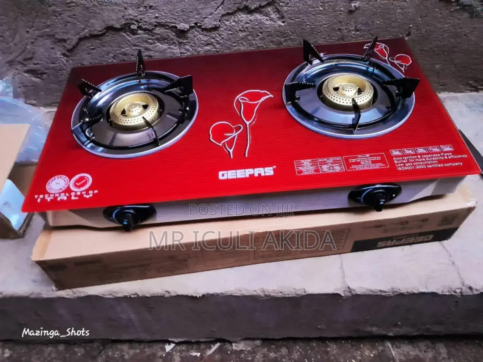 Geepas GK5602 Tempered Glass Double Burner Gas Cooker
