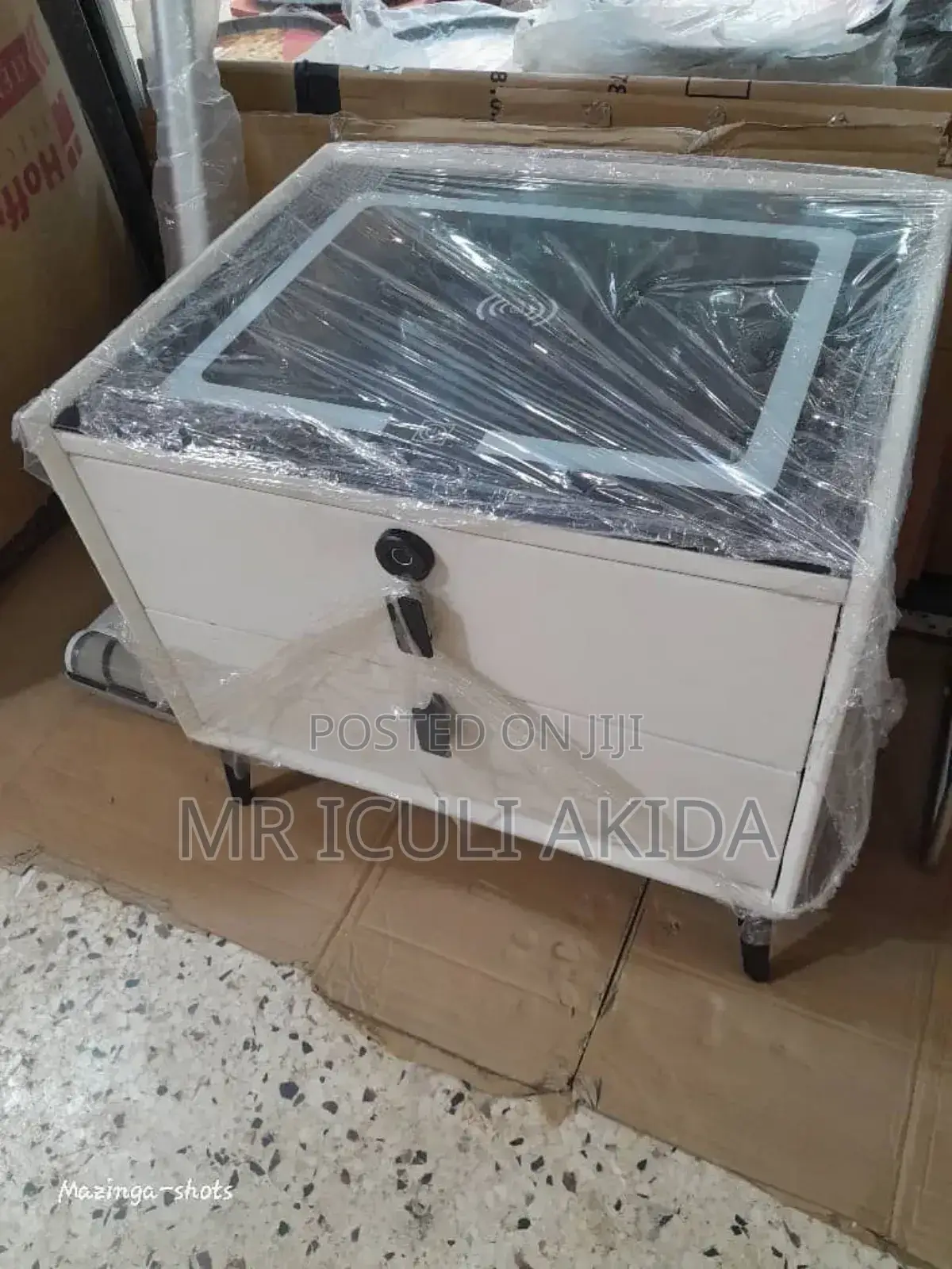 Smart Bedside Table WTH Wireles Charger,Speaker,USB,2drawers