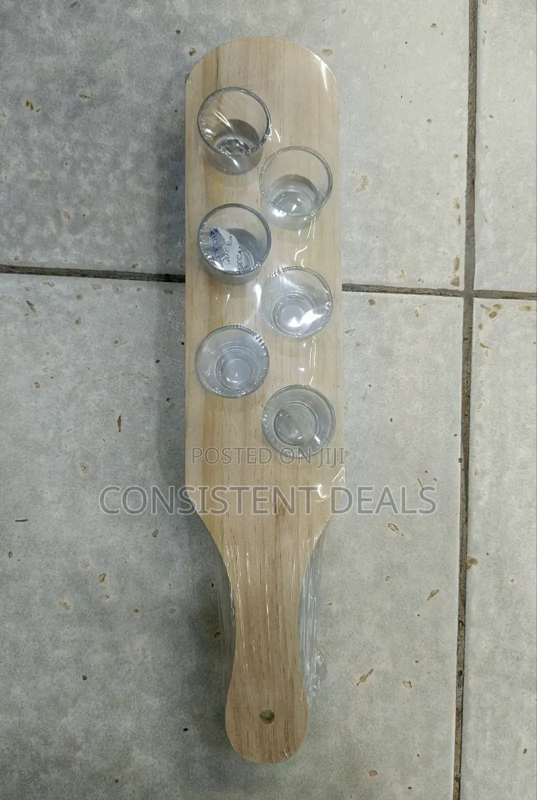 Wooden Short Glass Holder With Glasses