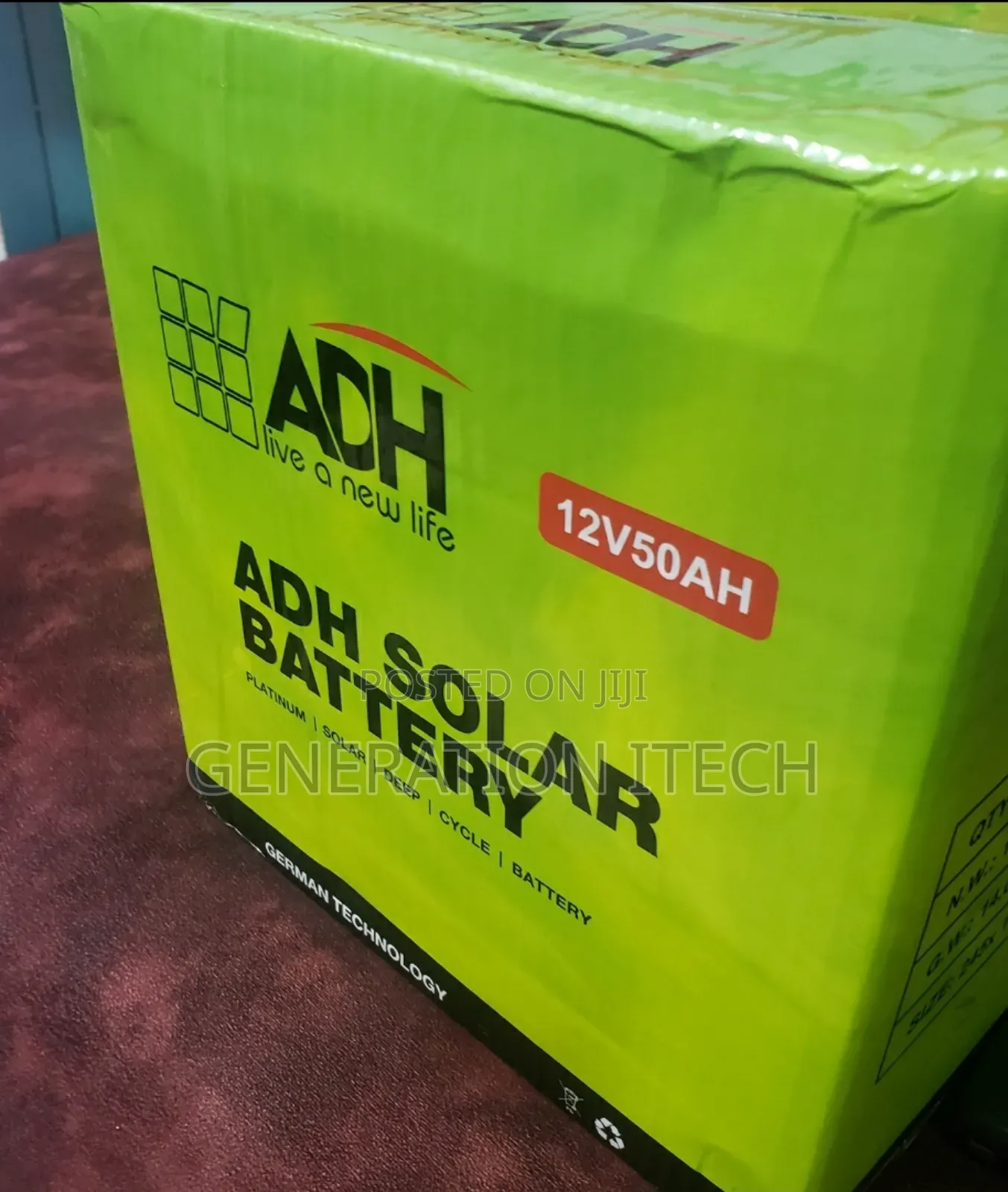 ADH 50AH Solar Rechargeable Battery- Deep Cycle- 12v/20hr