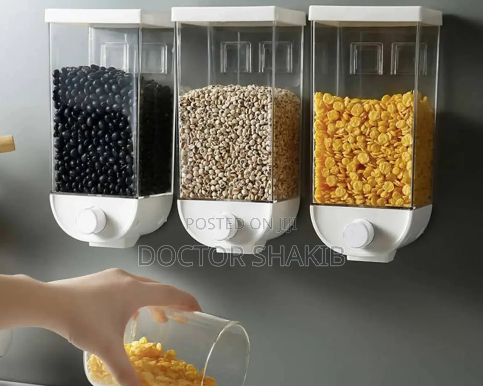 3pcs No Drill New Wall Mounted Dust Proof Cereal Dispenser