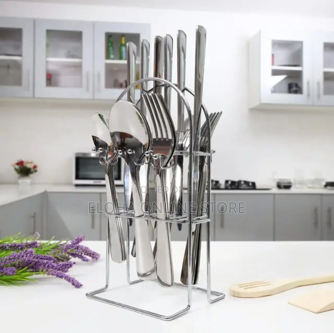 24pcs Heavy Stainless Steel Forks,Spoons and Bread Knife