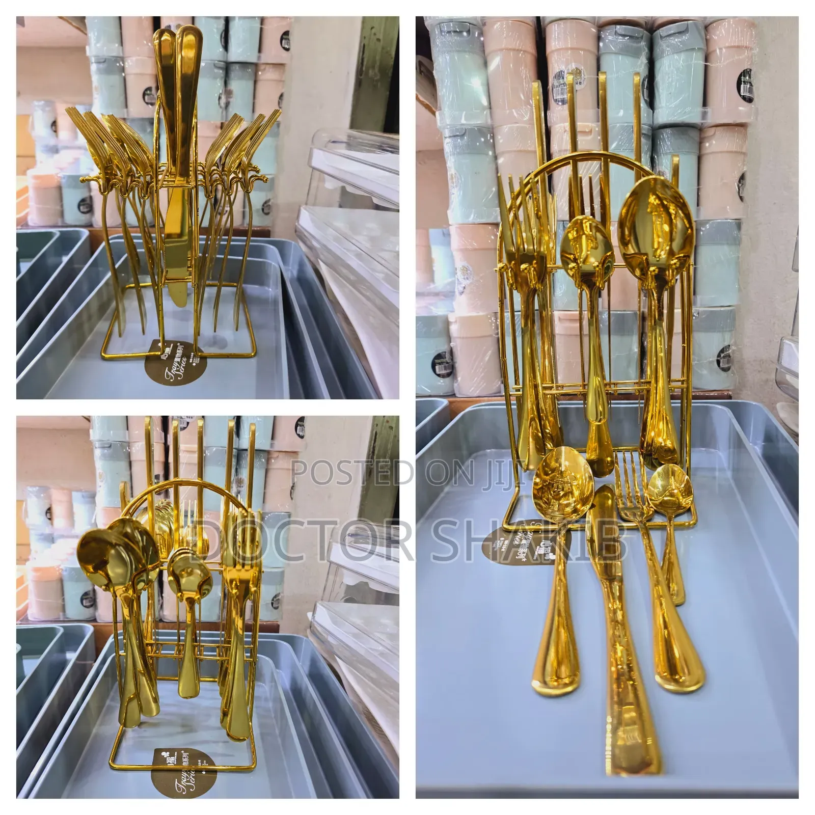 24pcs Gold Cutlery Set Knives, Spoon, Forks