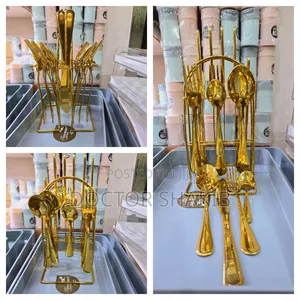 24pcs Gold Cutlery Set Knives, Spoon, Forks