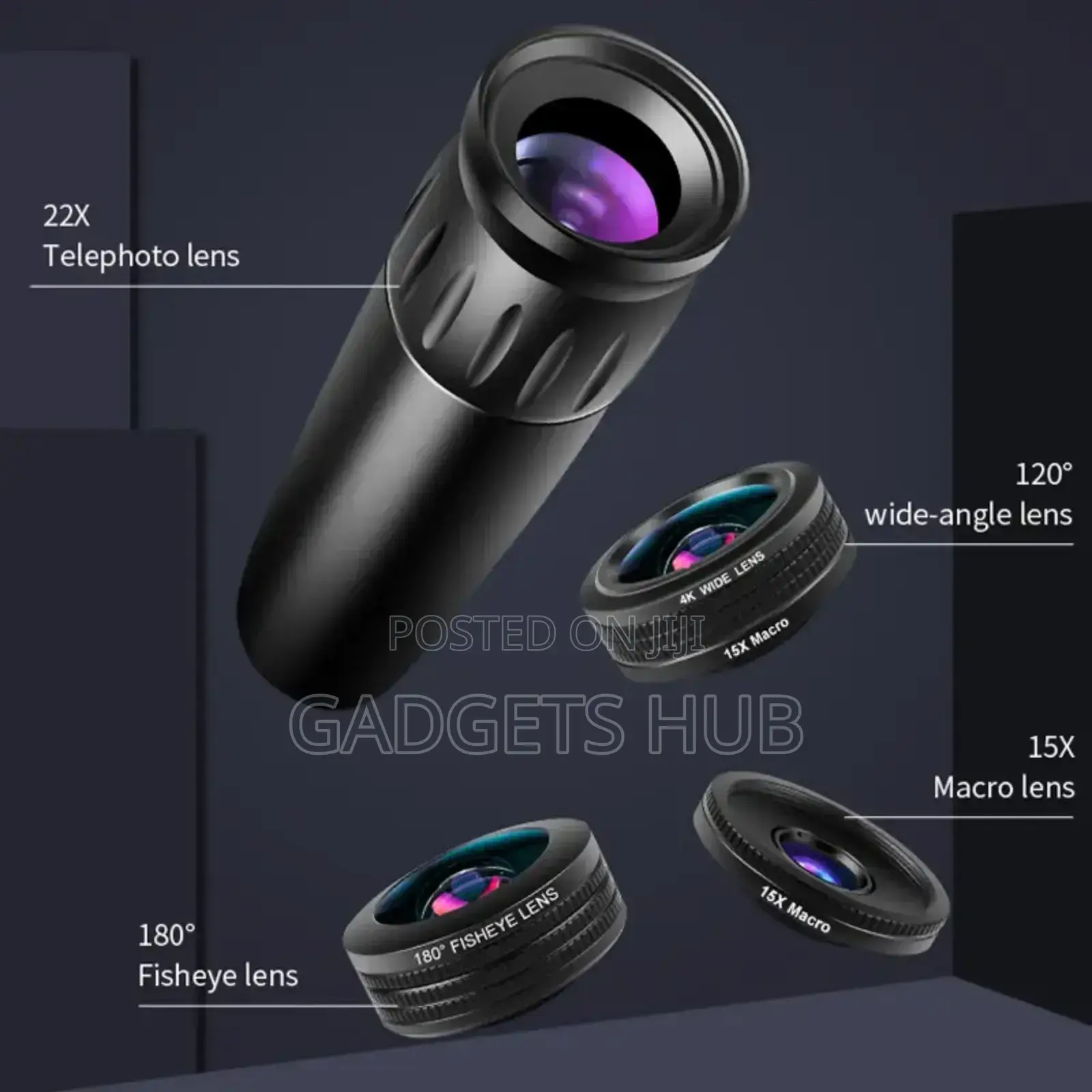 10-in-1 Phone Lens Kit With 22X Telephoto Lens 198° Fish Eye