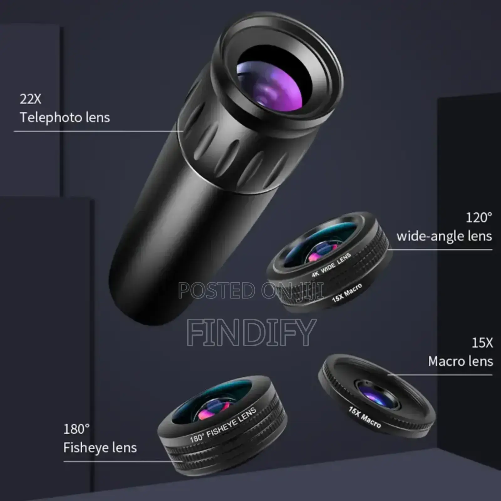 10-in-1 Phone Lens Kit With 22X Telephoto Lens 198° Fish Eye