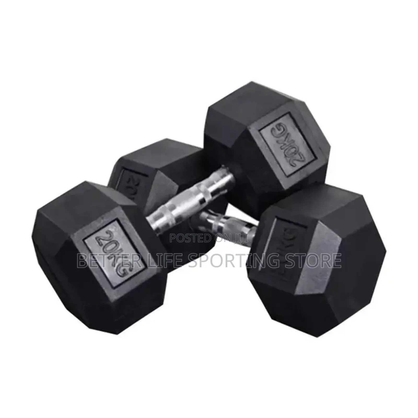 20 Kg Dumbbells Hexagonal Pair(Black)