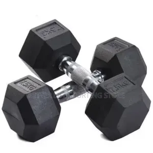 Photo - 7.5 Kg Dumbbells Pair (Black Hexagonal)