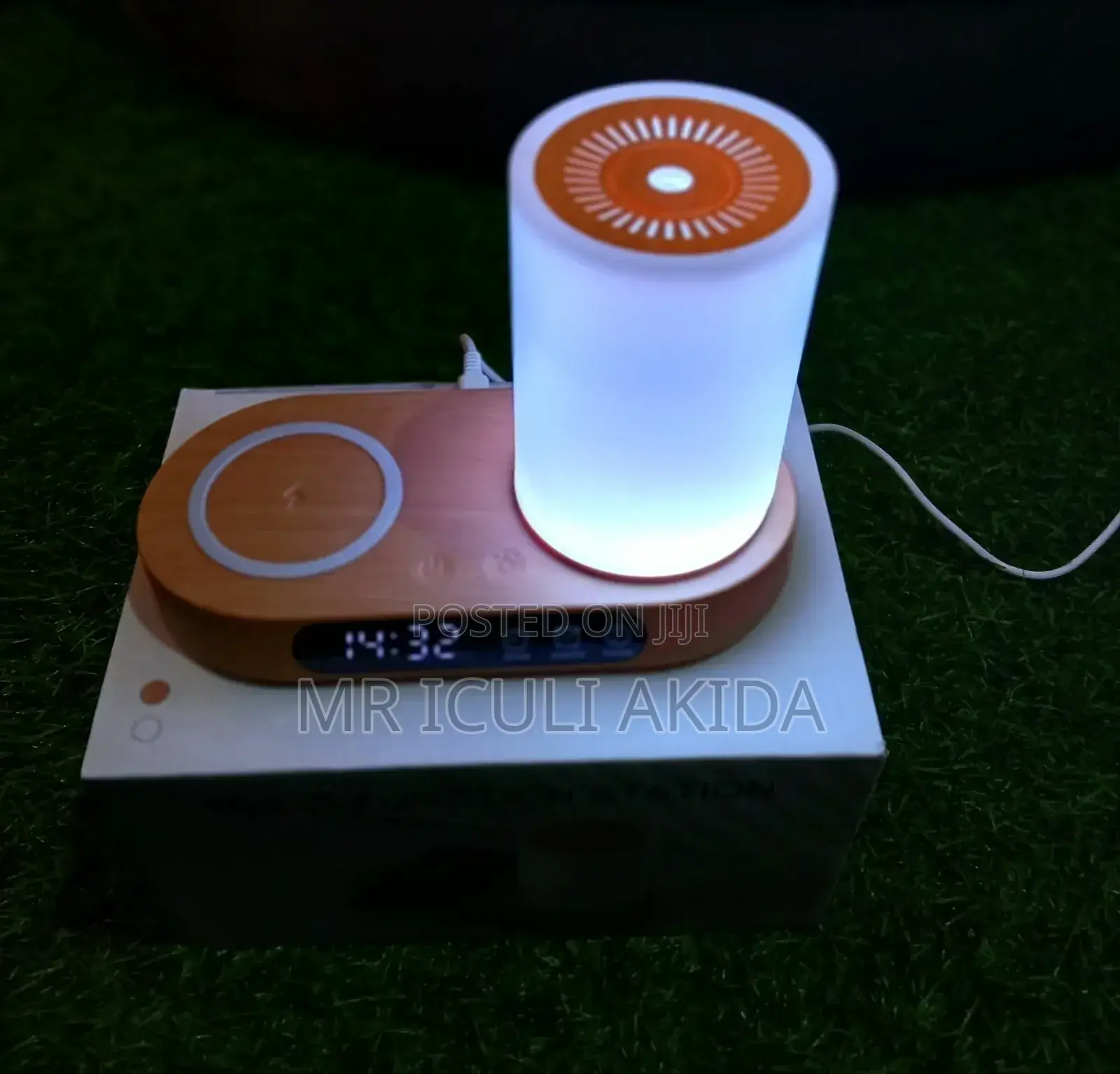 LED Humidifier With Wireles Charger,Alarm Digital Clock
