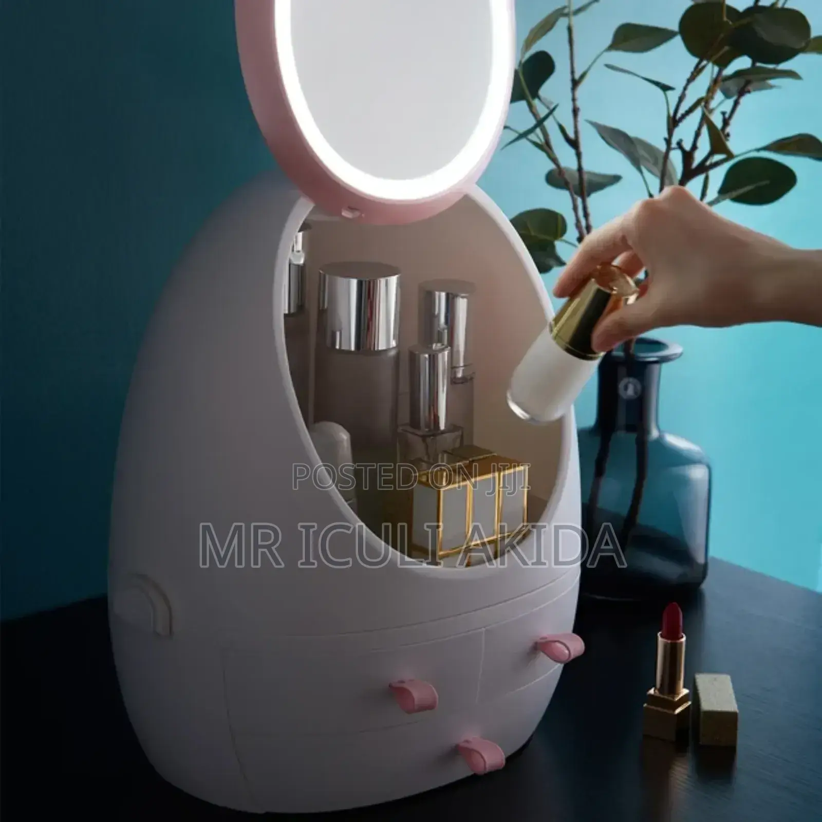 LED Makeup Storage Box Organiser WTH Sensor Switch Mirror