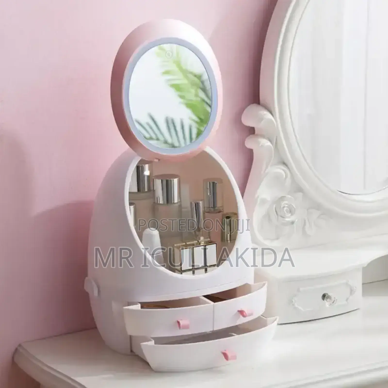 LED Makeup Storage Box Organiser WTH Sensor Switch Mirror