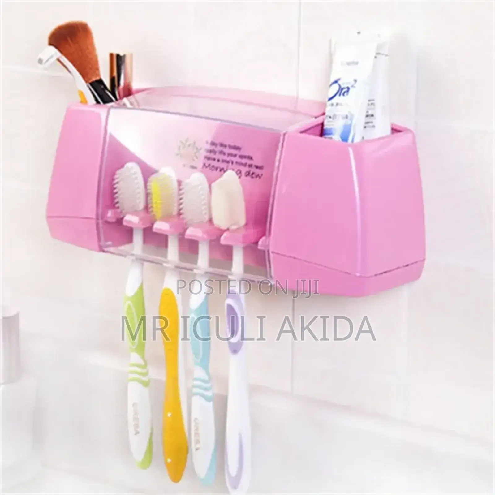 Wall Mounted Self Adhesive Bathroom Toothbrush Racket Holder