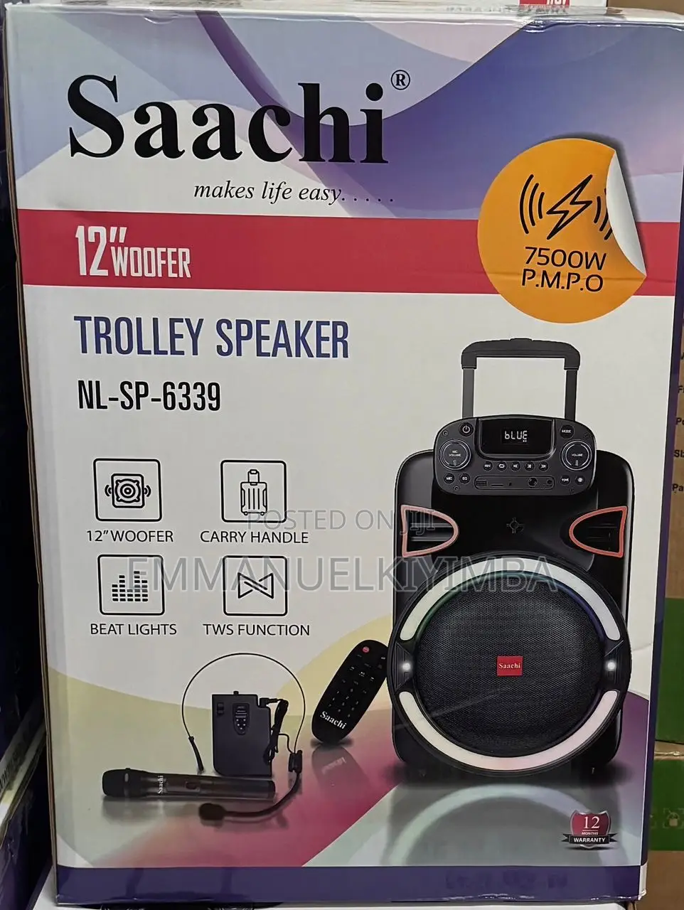 Saachi 12 Inch Rechargeable Speaker