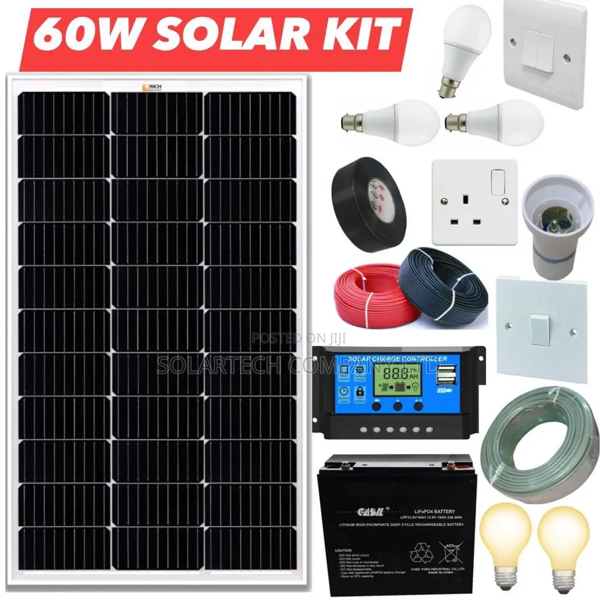 Solar Energy System Full Kit 60w/ German Cells