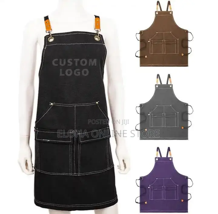 Heavy-Duty Waxed Canvas Apron With Leather Straps