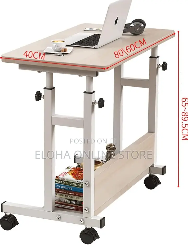 Height Adjustable Over Chair Bed Table Rolling Laptop Desk