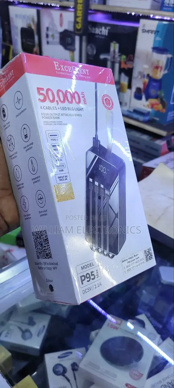 Excellent 50000mah Portable Power Bank With 4 Ports-Black