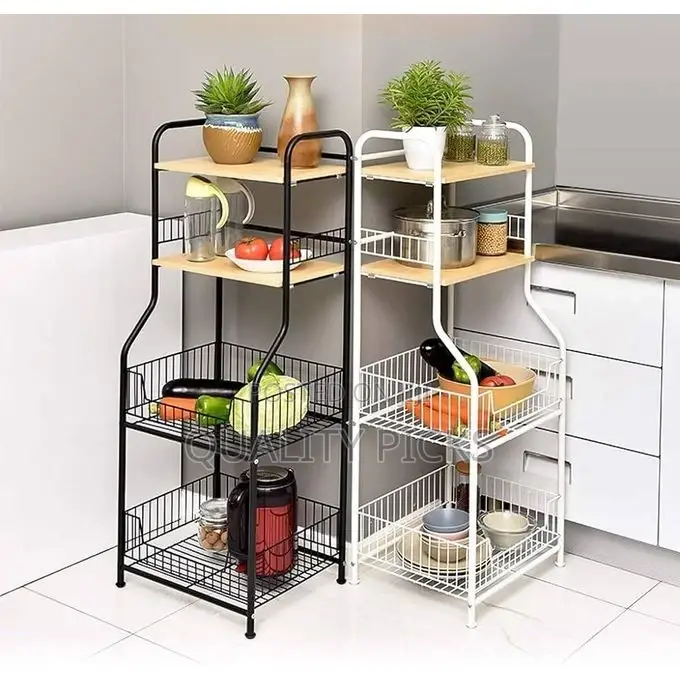1 Piece of 4-Tiers Kitchen Microwave Stand Storage Trolley