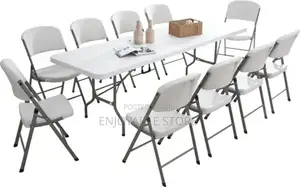 Set of Foldable Table and Chairs 10 People
