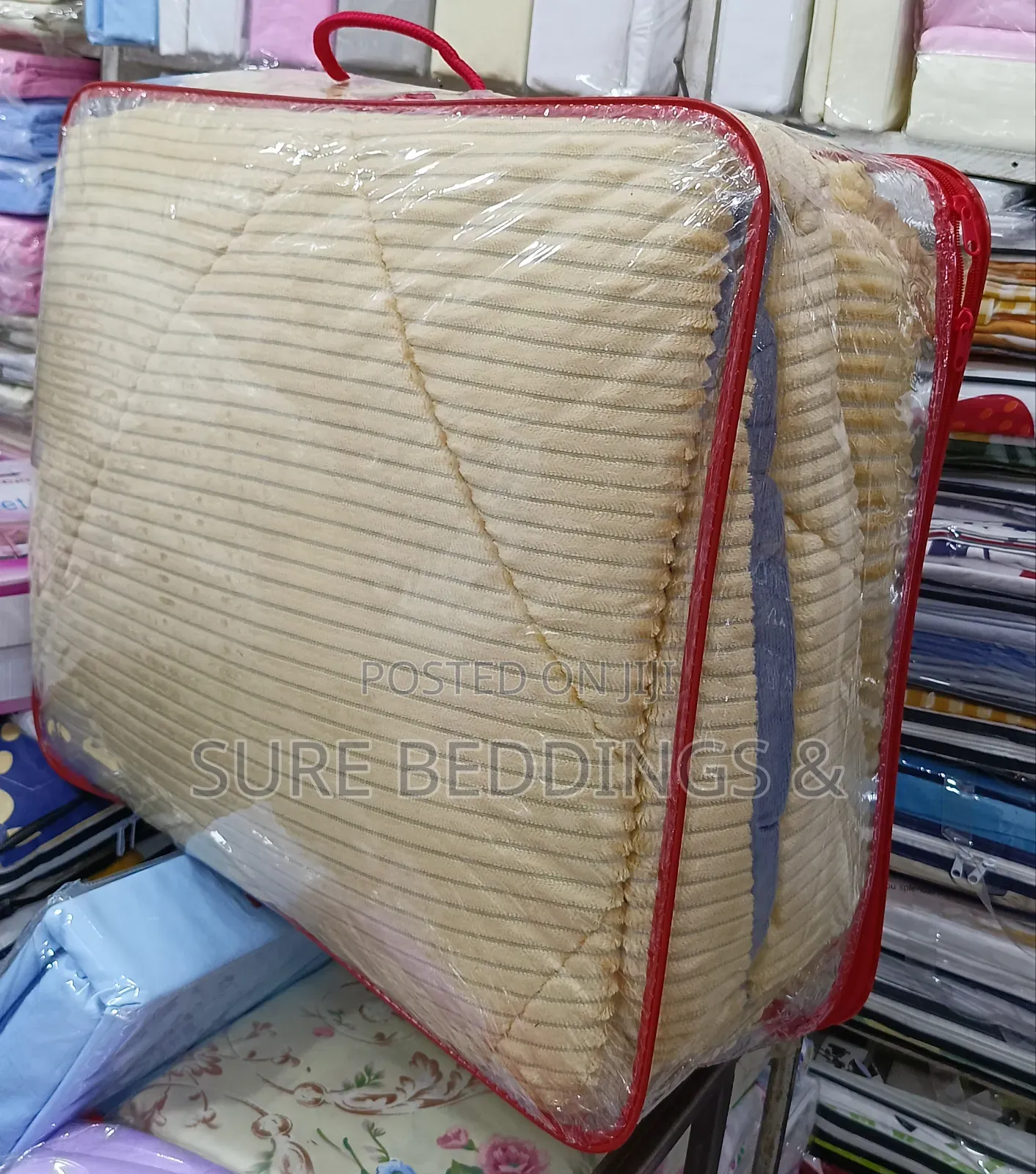Stripped Coral Velvet Duvet