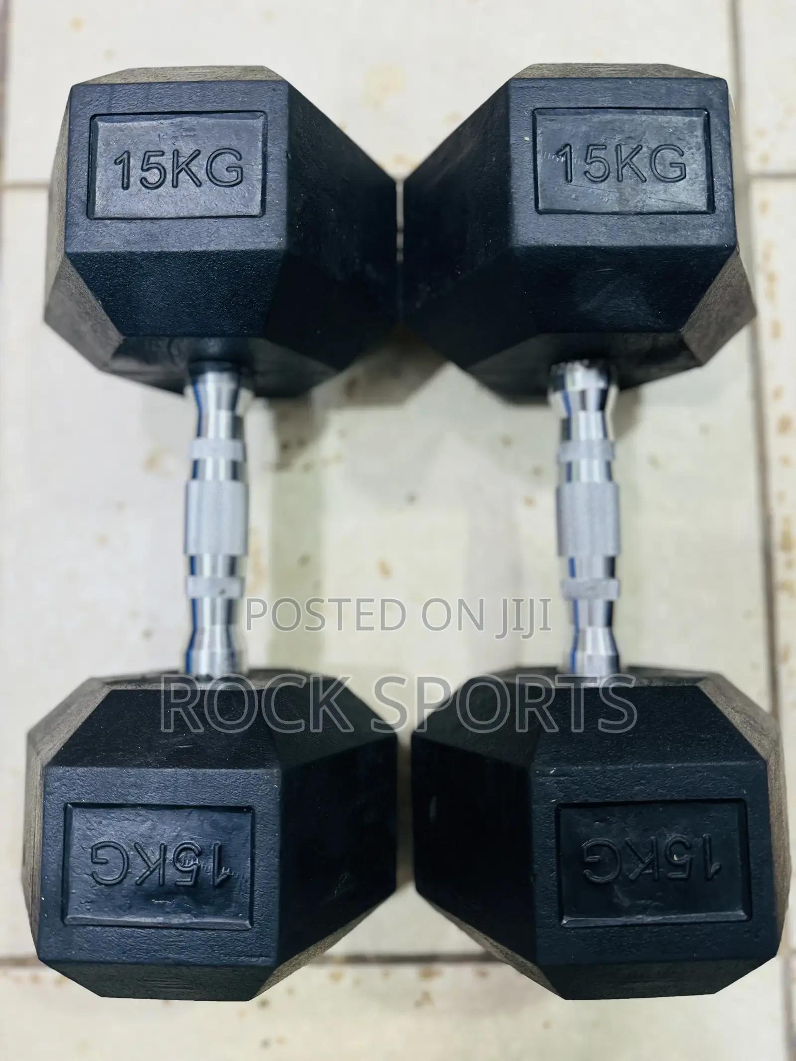 15kg Hexagon Dumbells Pair Black