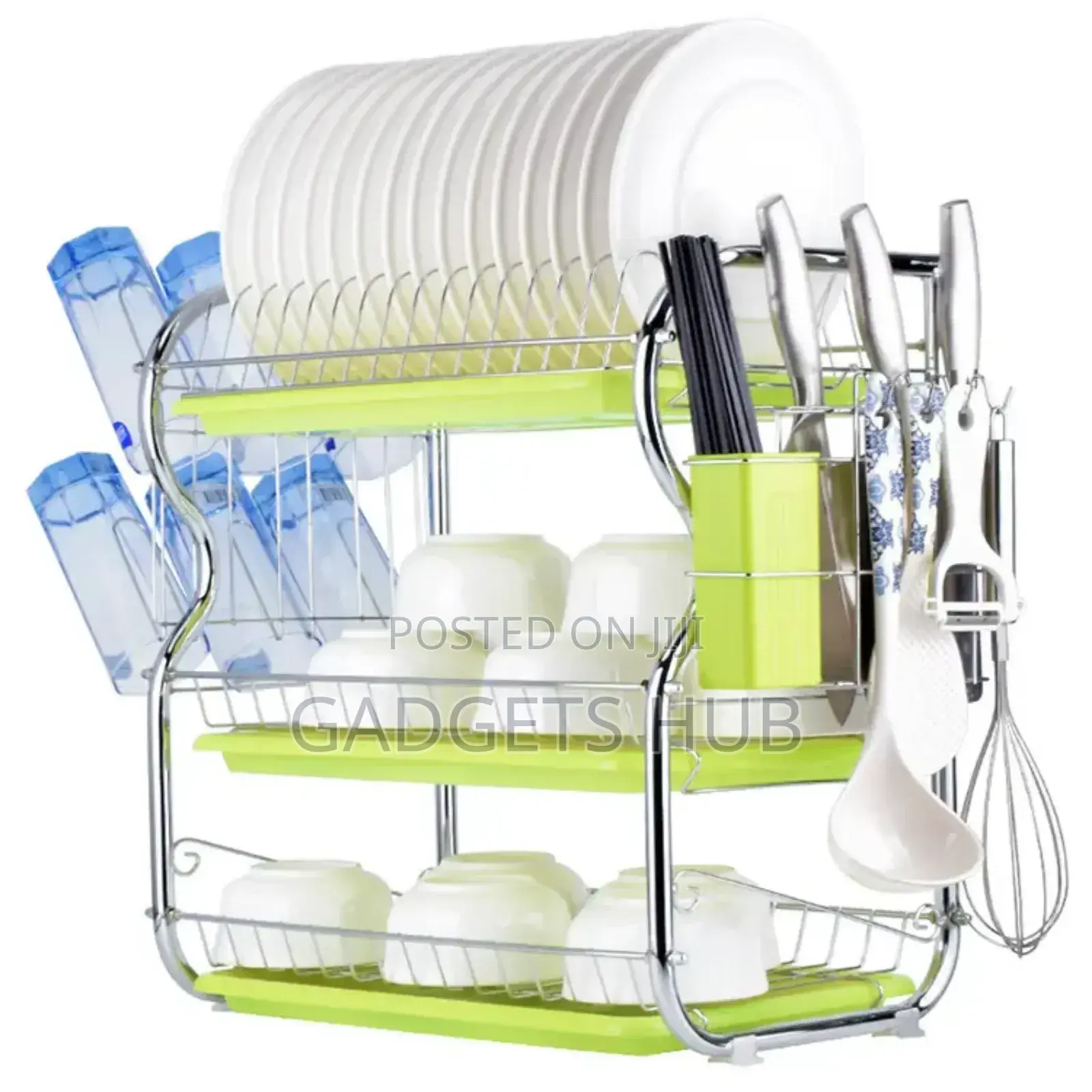 Kitchen Dish Rack Steel 2 Tier Dish Drying Rack