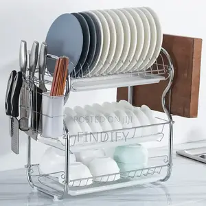 Kitchen Dish Rack Steel 2 Tier Dish Drying Rack