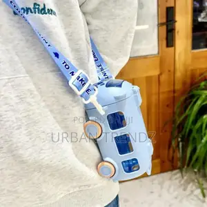 500ML Bus Water Bottle for Kids With Strap, Sipper, Straw
