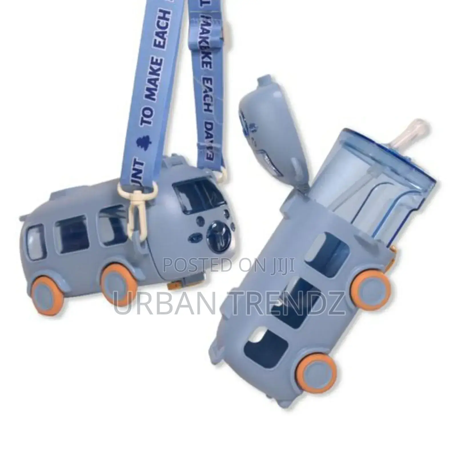 500ML Bus Water Bottle for Kids With Strap, Sipper, Straw