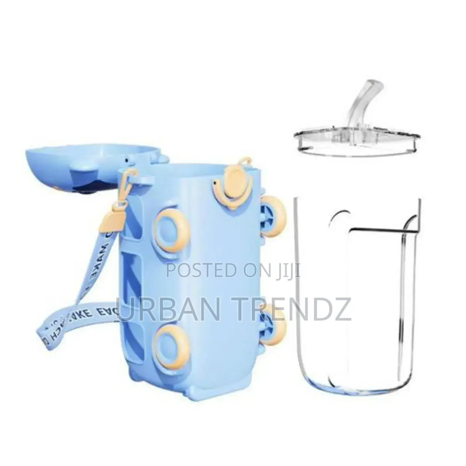 500ML Bus Water Bottle for Kids With Strap, Sipper, Straw