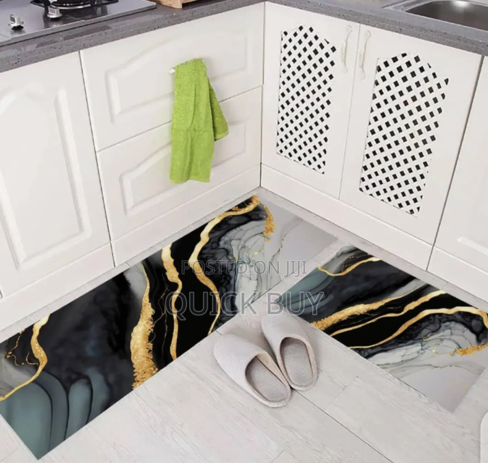 Elegant Premium Non-Slip Quality Kitchen Mats/Black Gold