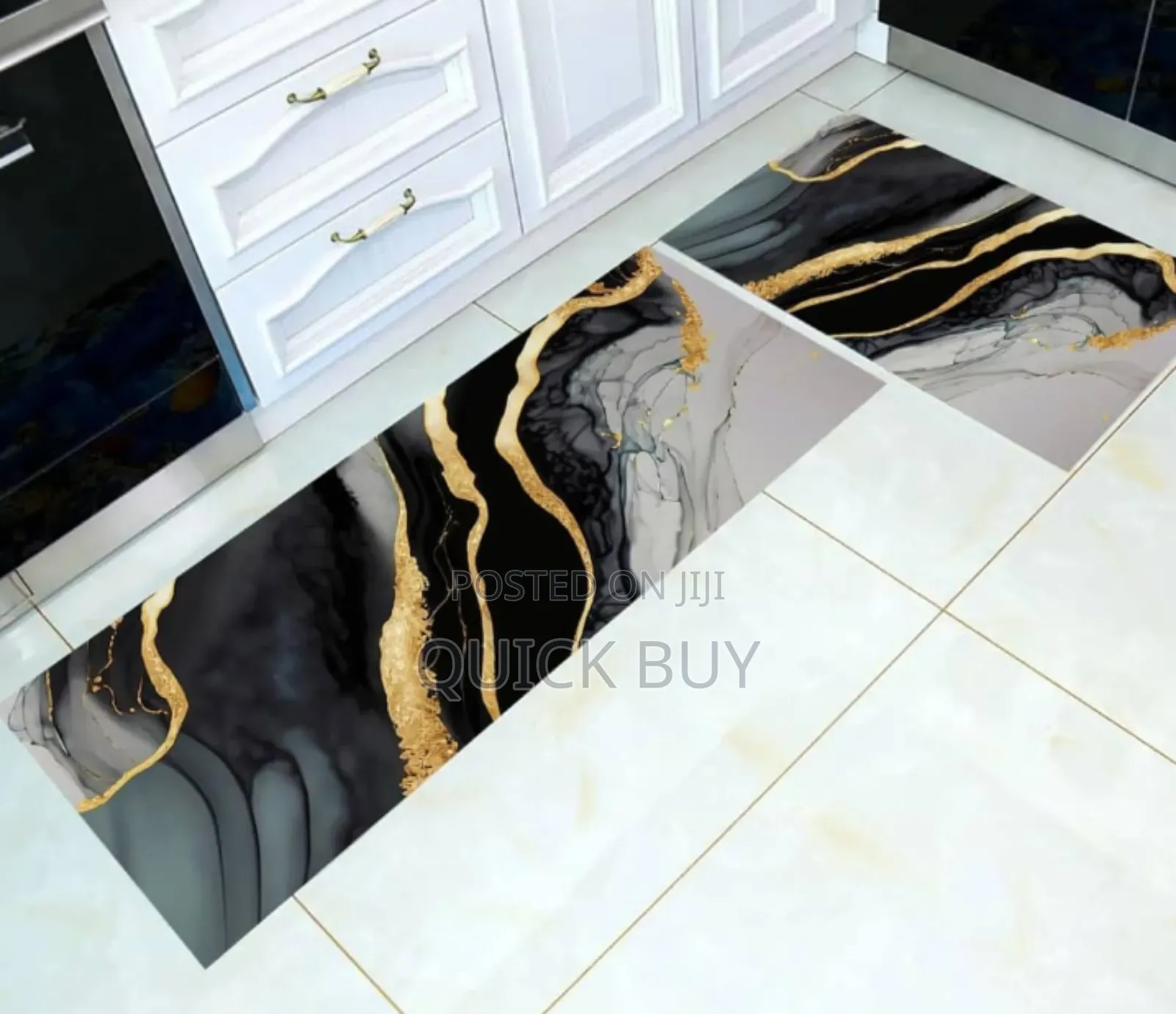 Elegant Premium Non-Slip Quality Kitchen Mats/Black Gold