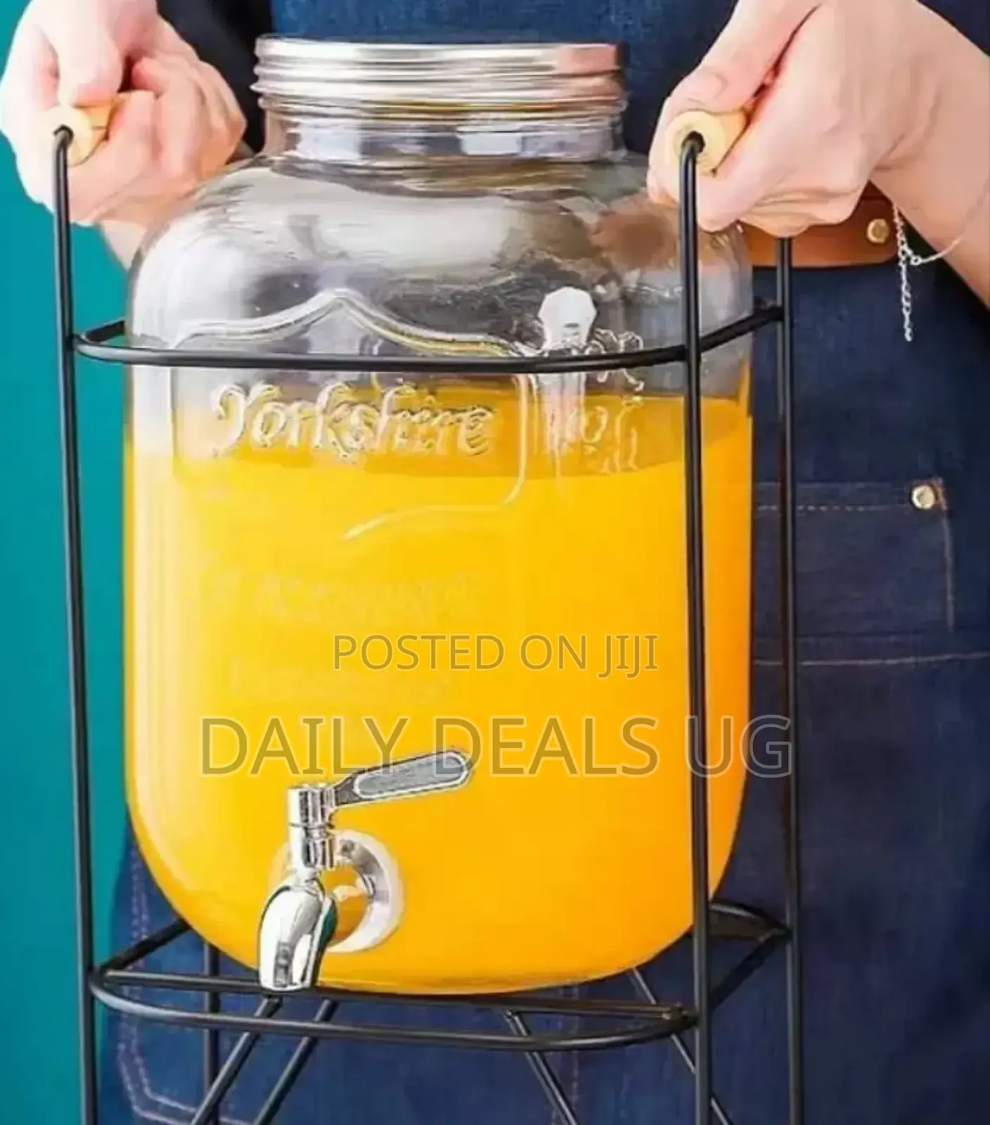 Glass Juice Dispenser With Steel Stand
