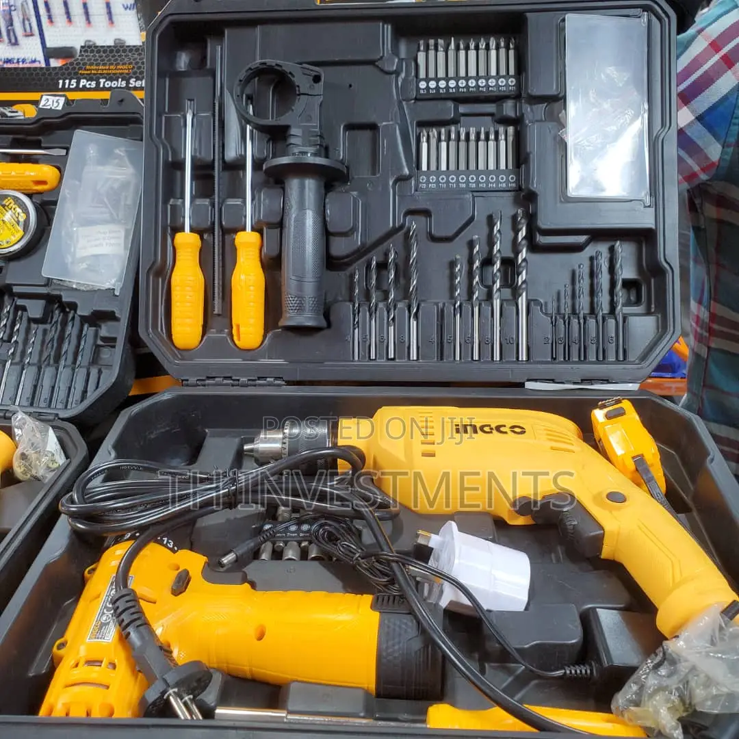 Ingco Cordless and Electric Drill Set