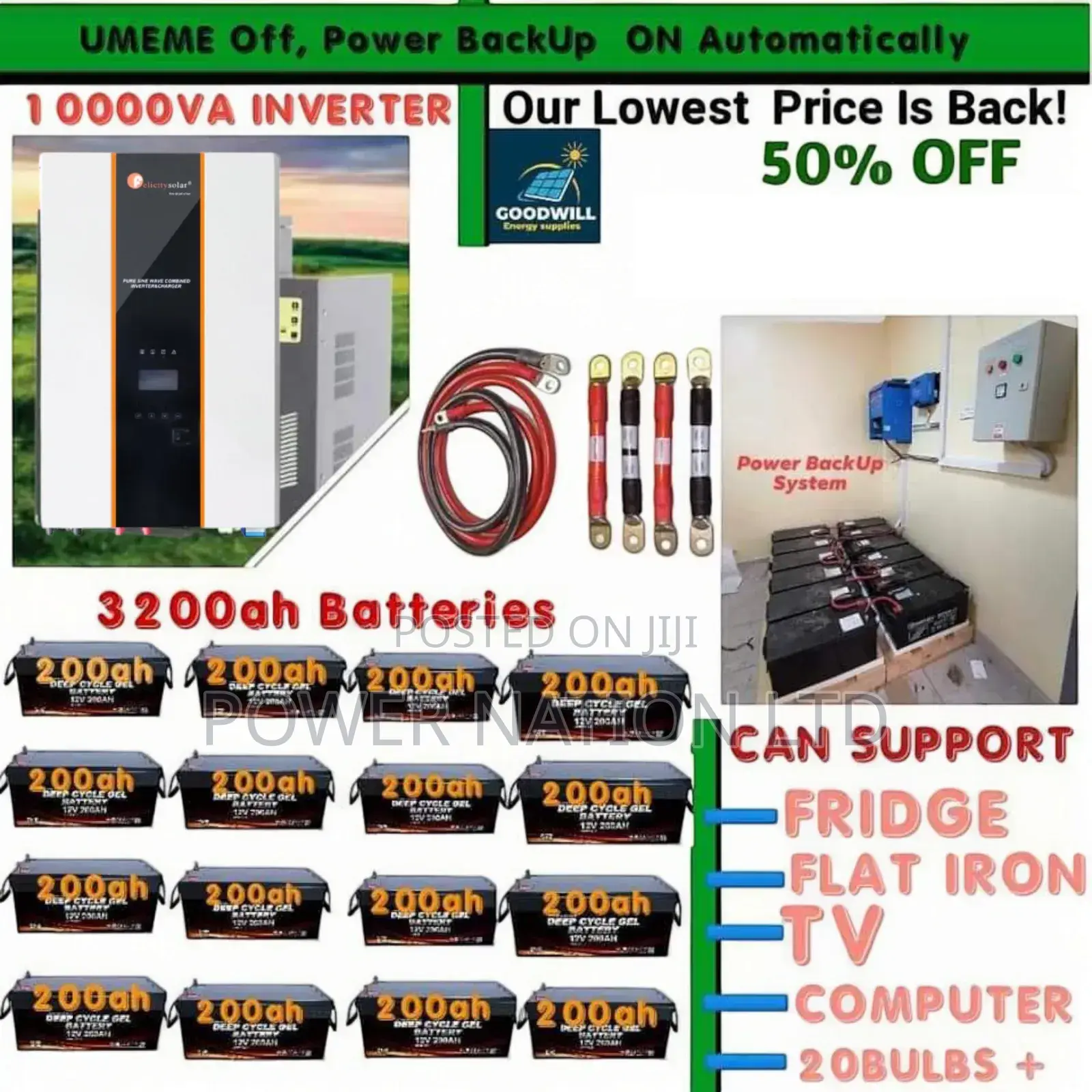 10000va Ups Inverter 3200ah Batteries Power Backup System