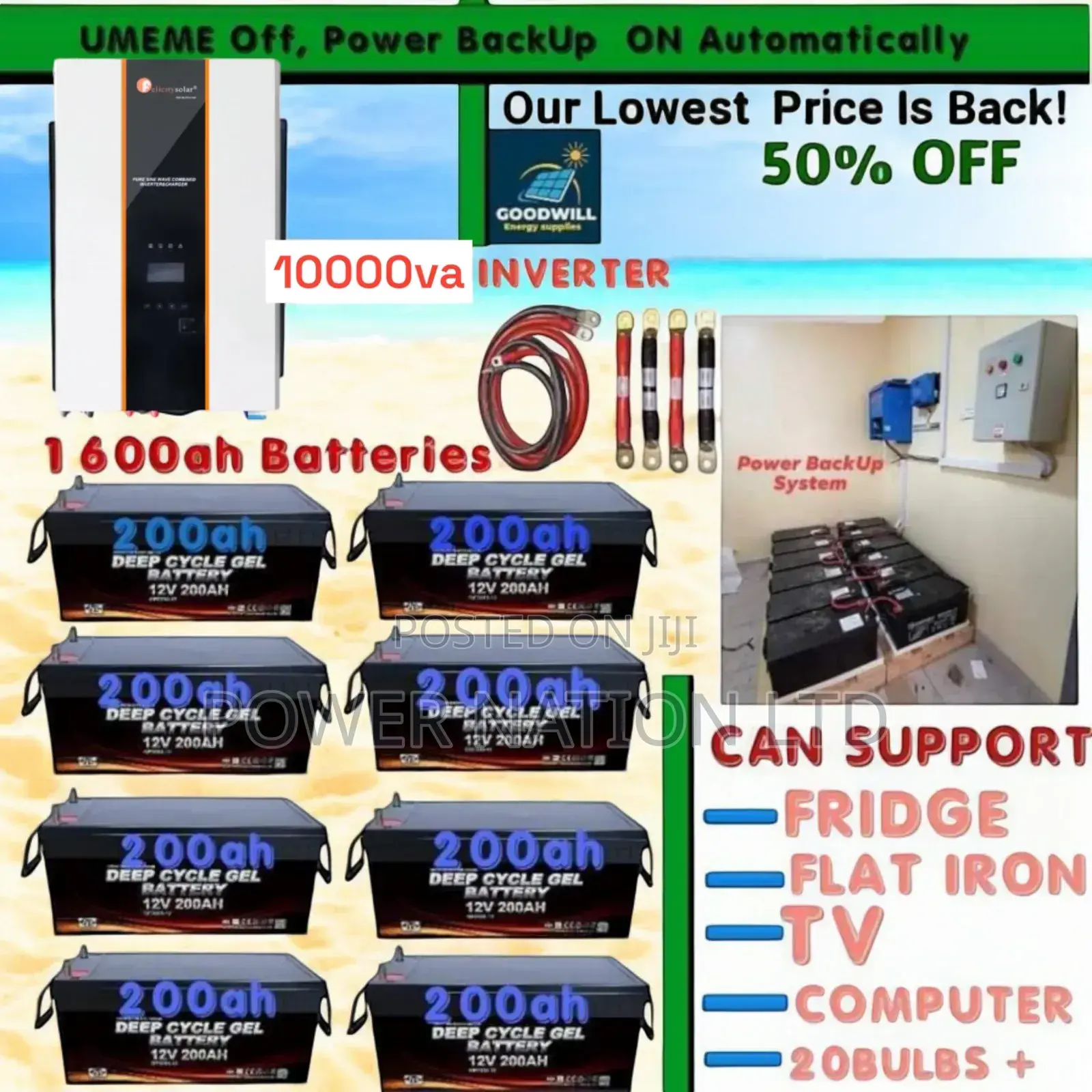 10kva UPS 28.4kw Batteries Power Back Up System