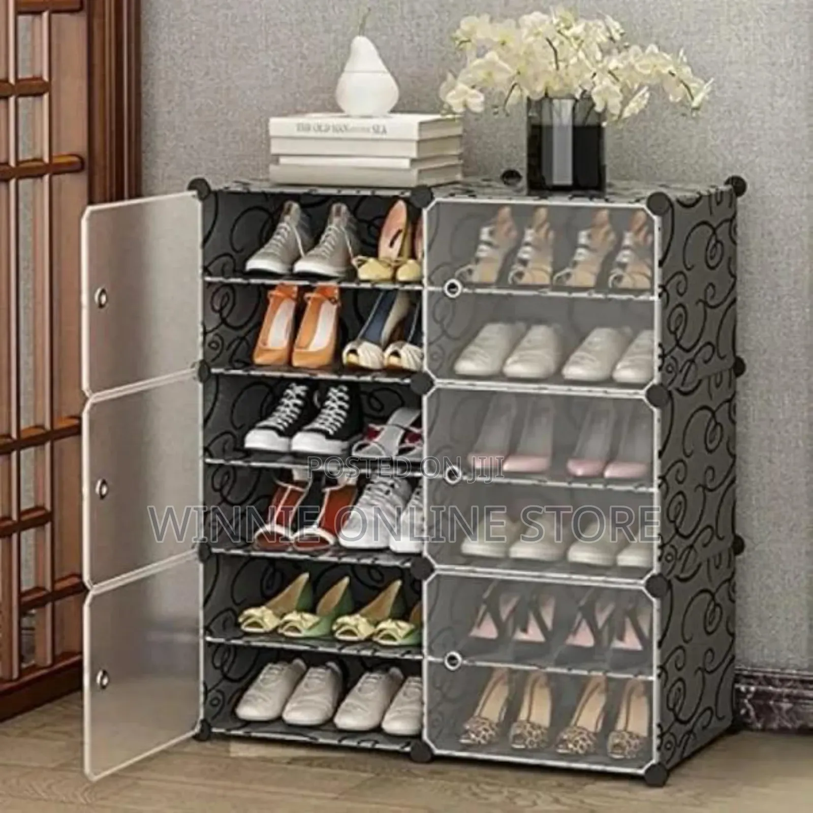 24pairs With 2 Column Froseted Plastic Shoe Rack