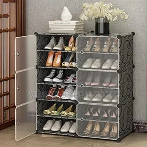 24pairs With 2 Column Froseted Plastic Shoe Rack