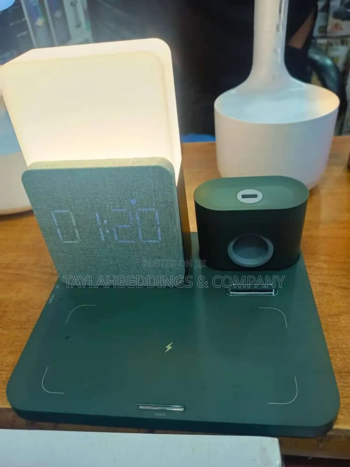 3 in 1 Qi Wireless Charger Desk Lamp Alarm Table Clock Lamp