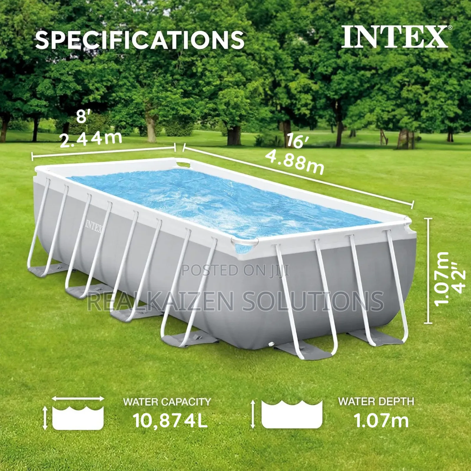 INTEX Prism Frame Premium Rectangular Swimming Pool Set 4.9m