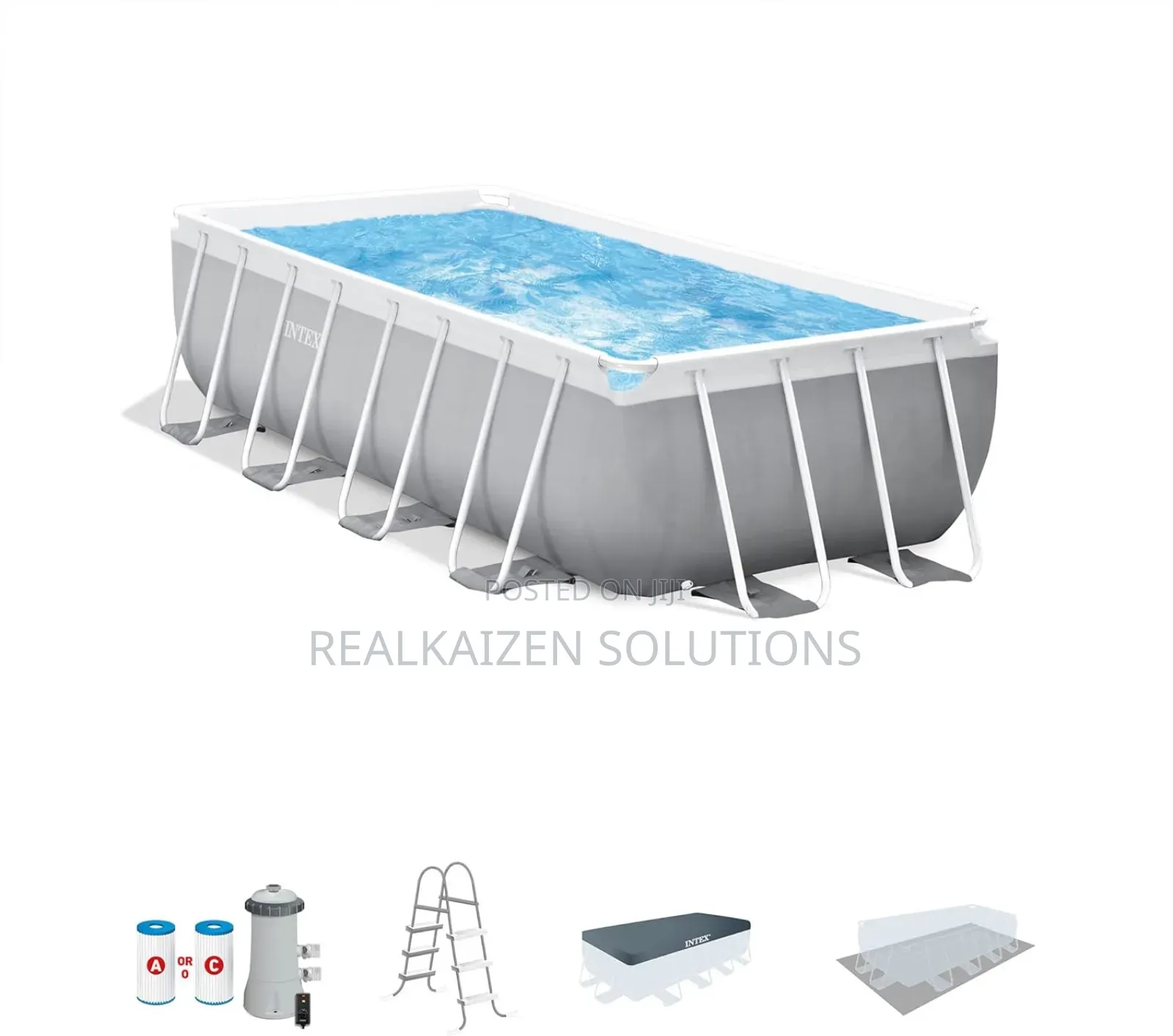INTEX Prism Frame Premium Rectangular Swimming Pool Set 4.9m