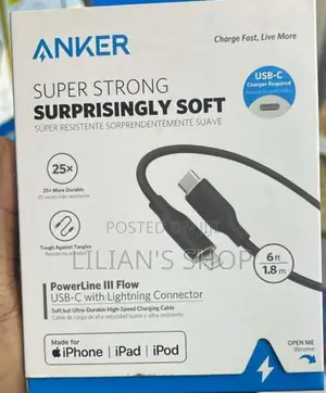 Anker Power Line 3 Flow Usb C to iPhone Lighting Cable 2M