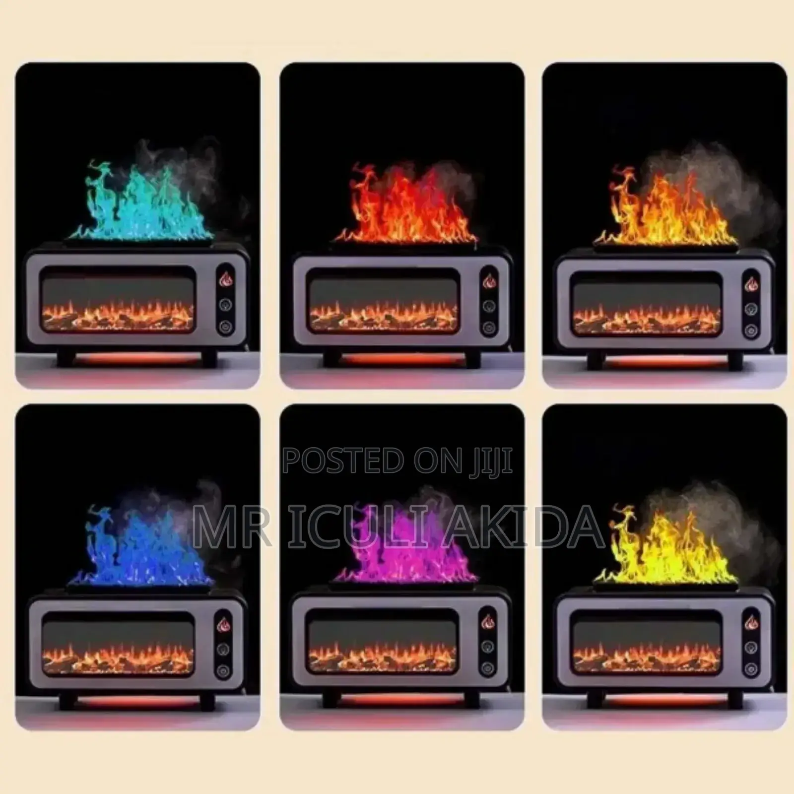 7led Light Mode Vintage Fireplace Aroma Diffuser Humidifier