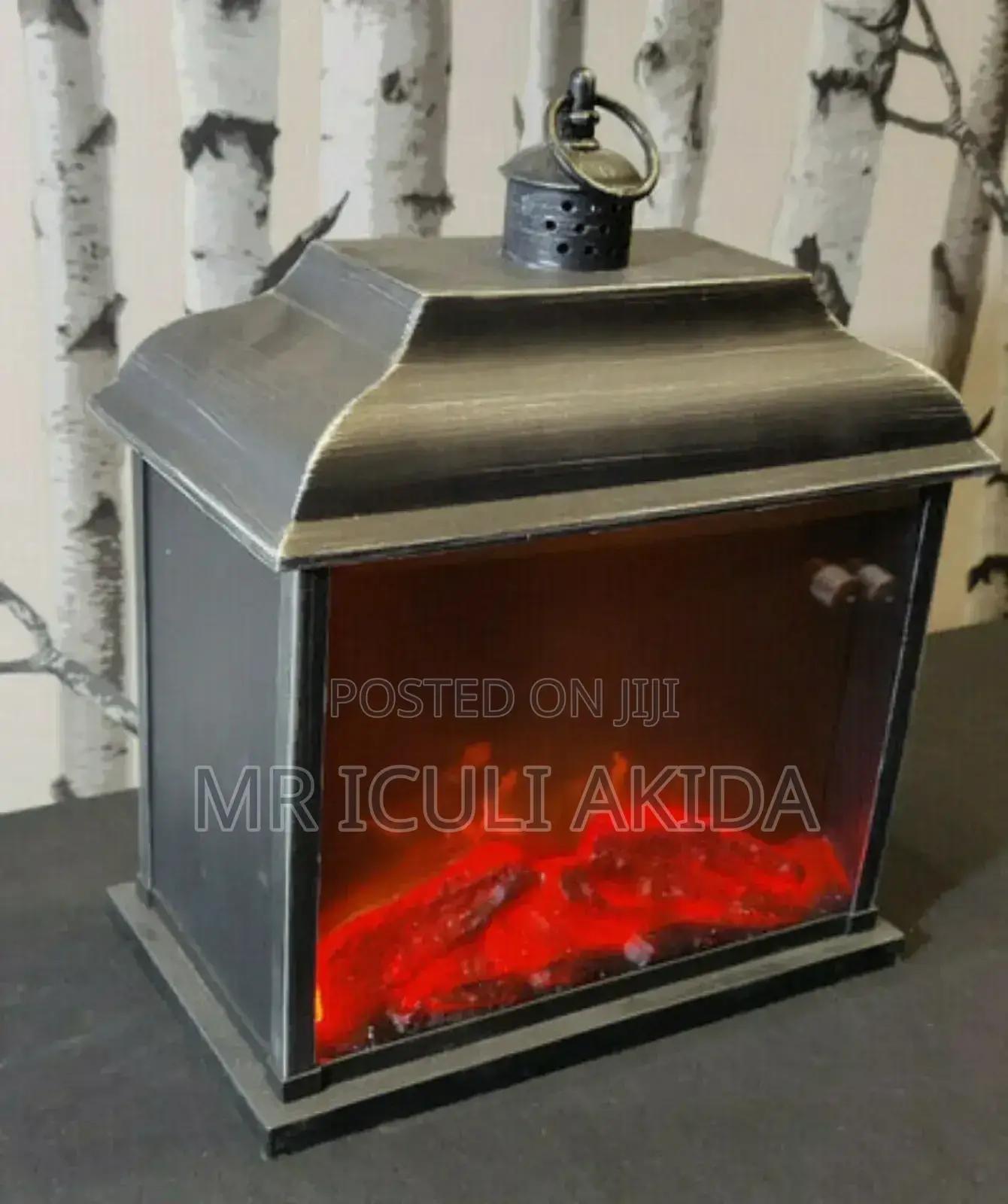 Bronze Coated Electric Flickering Led Fireplace Lantern Lamp