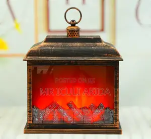 Bronze Coated Electric Flickering Led Fireplace Lantern Lamp