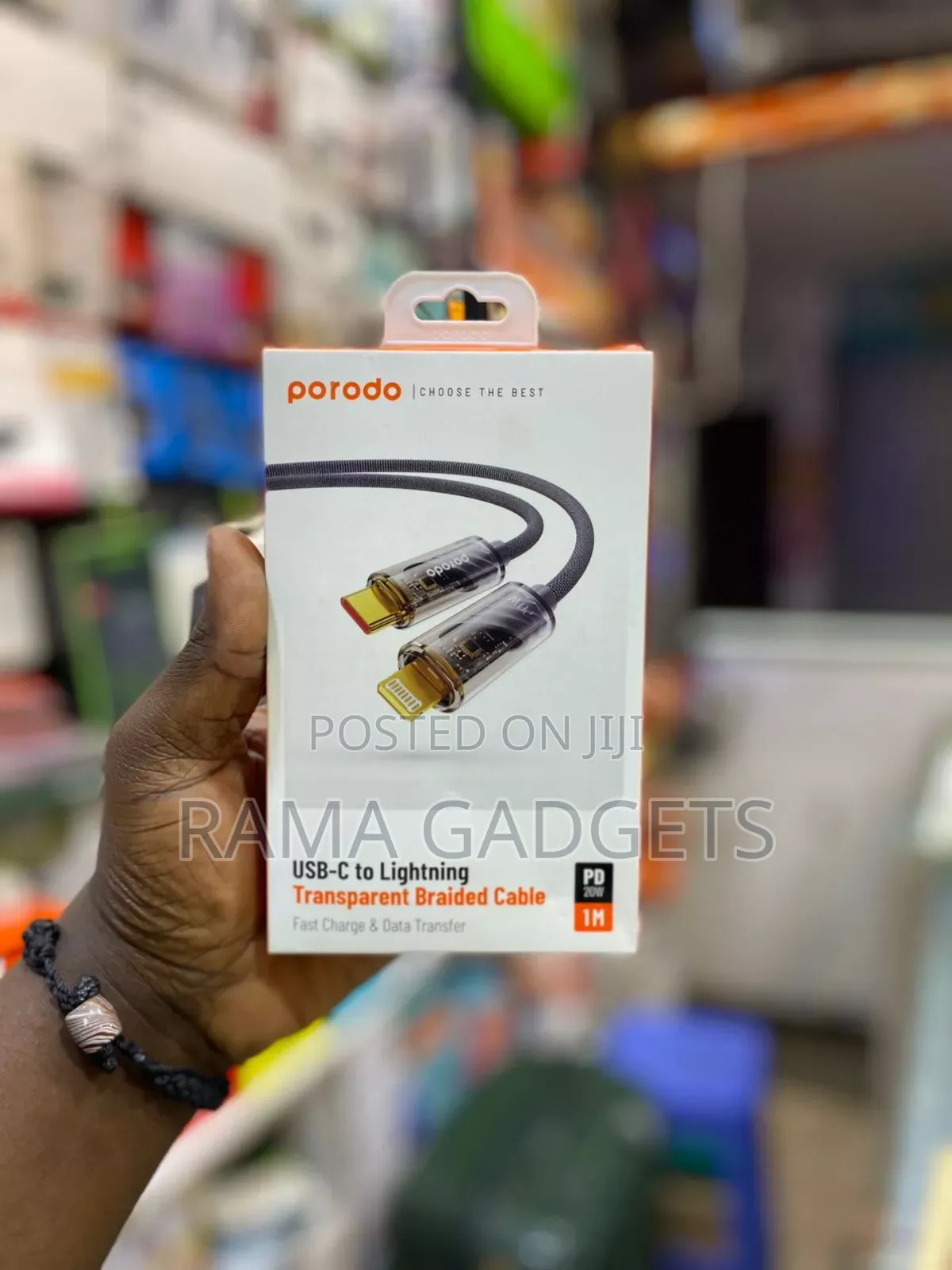 Porodo Braided 27W PD C to Lightning Cable