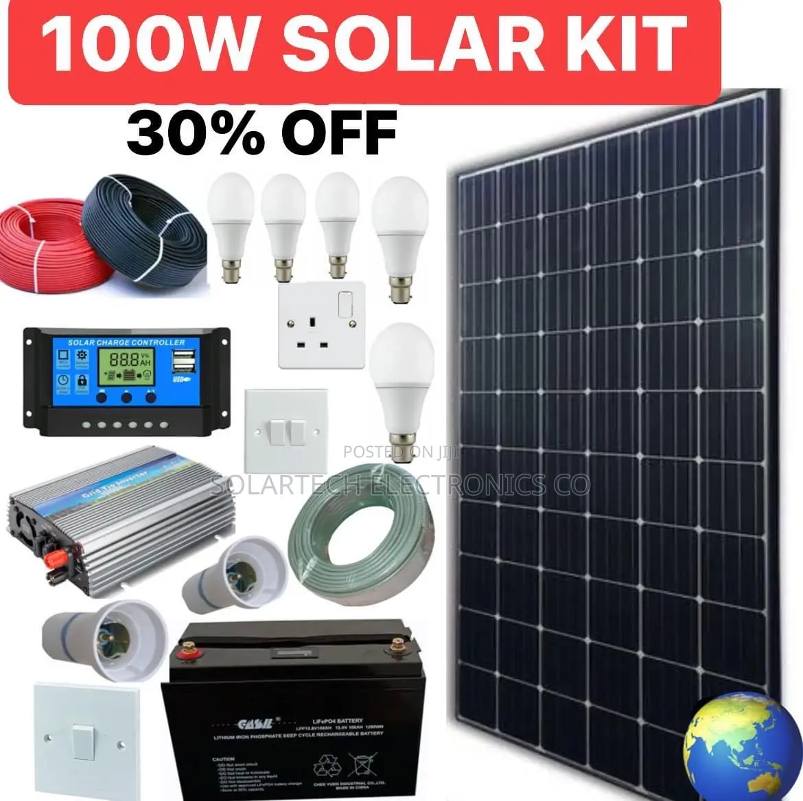100W Efficient Solar Power Full System Jk