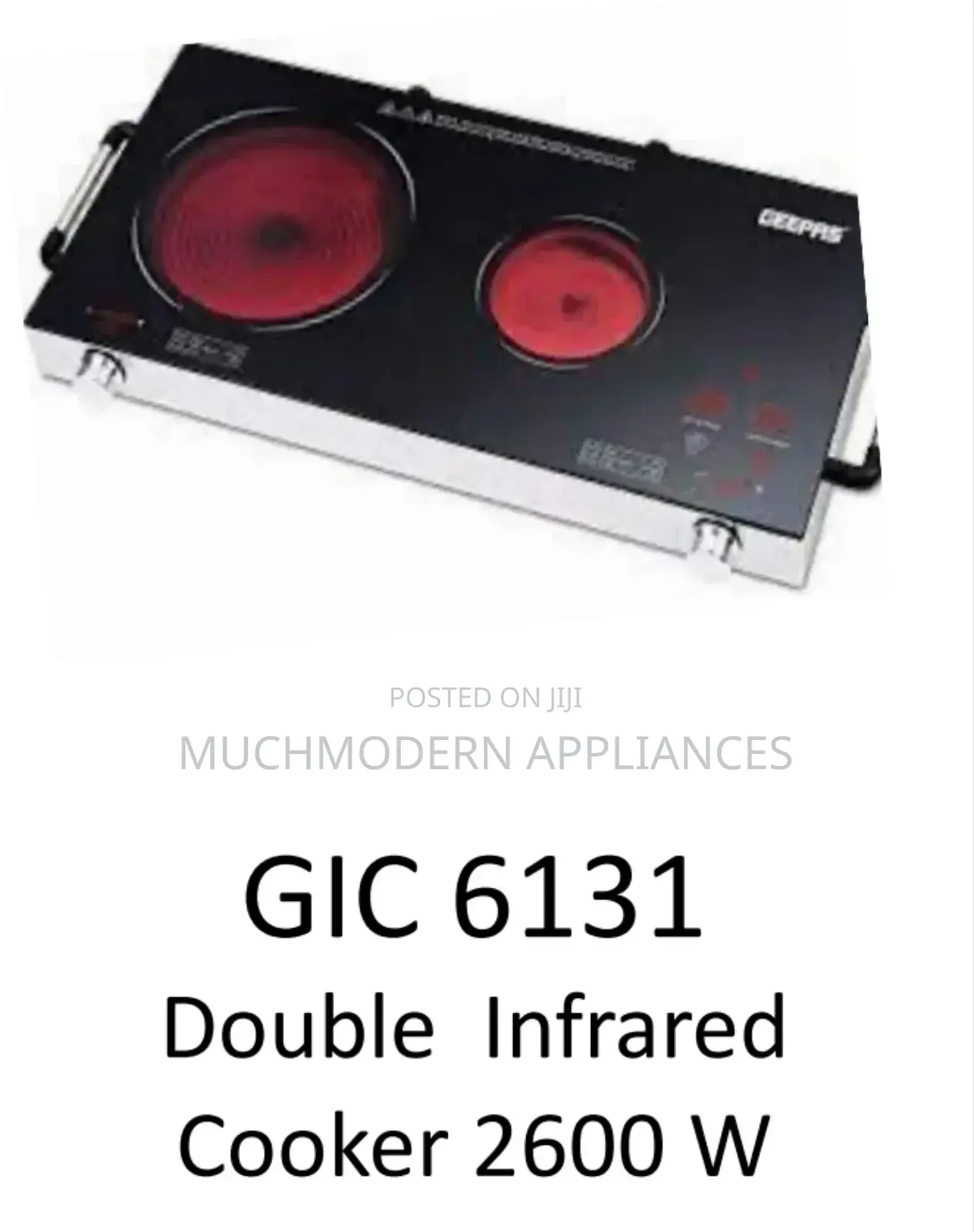 Geepas GIC 6131
Double Infrared 
Cooker 2600 W