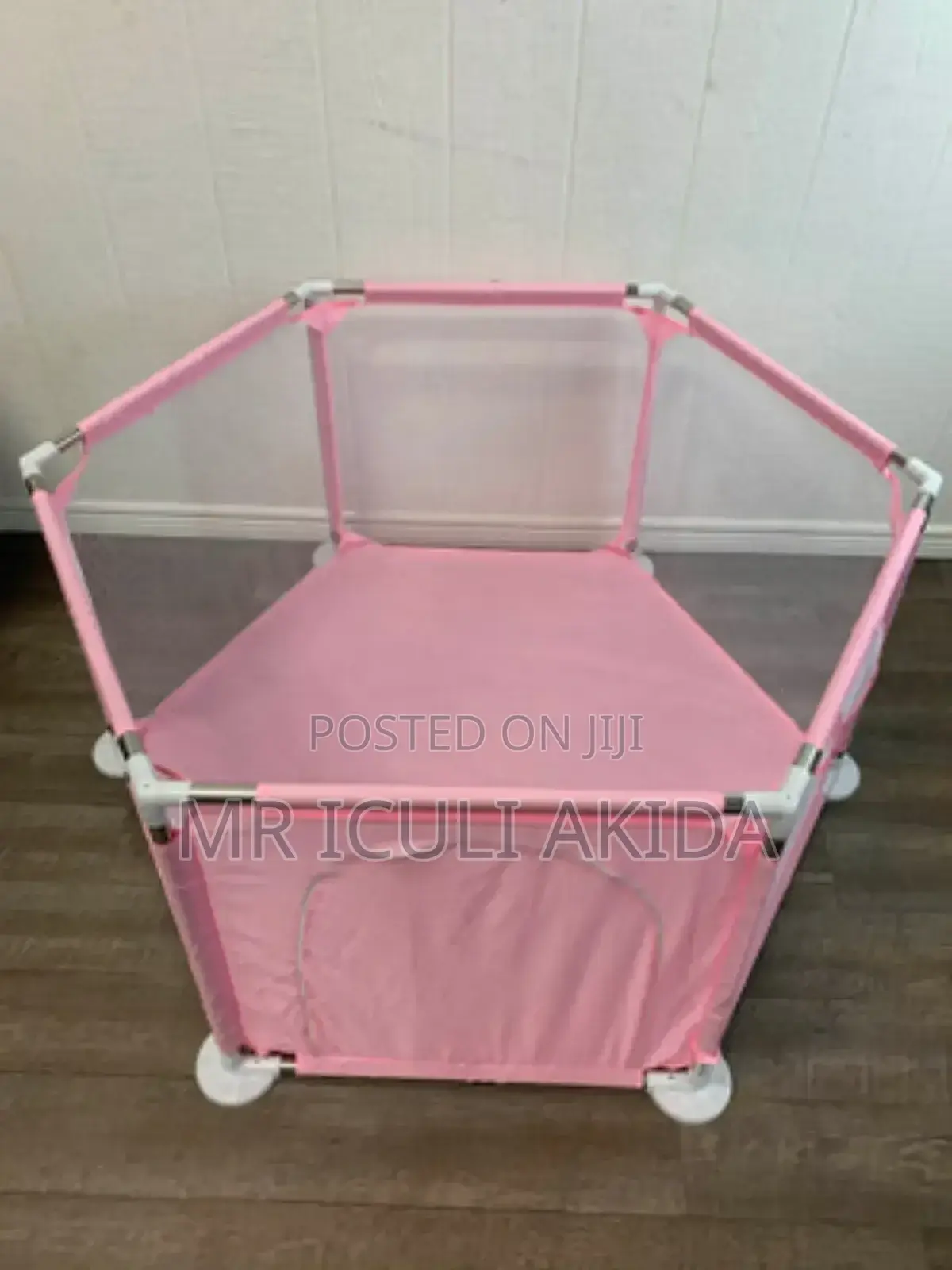 Outerdo Baby Playpen 6 Sides With Round Zipper Door, Pink